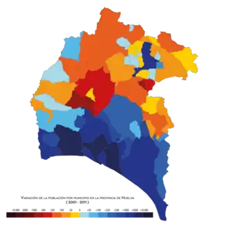 Variación de población entre 2001 y 2011