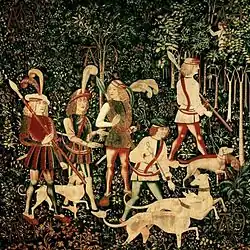 Los cazadores entran en el bosque.