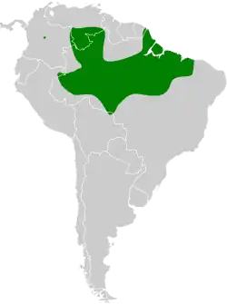 Distribución geográfica del verdillo pechigrís.