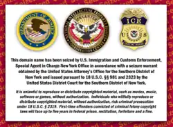 Aviso de incautación de propiedad intelectual por parte del Departamento de Inmigración y Aduanas de Estados Unidos