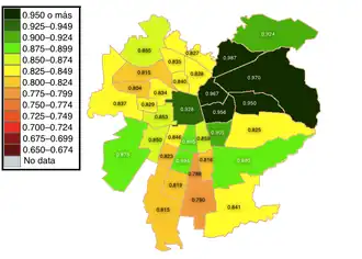 Índice de desarrollo humano de Santiago en 2017.