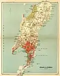 Ciudad presidencial de Bombay en un mapa de 1908, establecida en 1684.