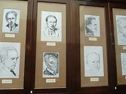 Dibujos y caricaturas de Porras por Esquerriloff, Espinoza Dueñas, entre otros.