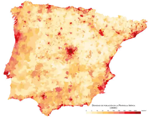 Densidad de población en 2020