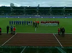 Laugardalsvöllur en un partido Islandia-Eslovaquia de 2009.