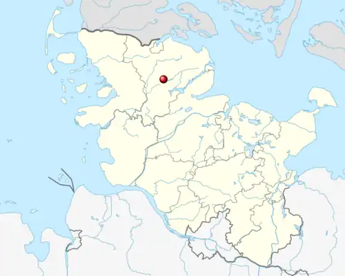 Location of Idstedt/Isted in present-day Schleswig-Holstein, Germany. Dark grey: present-day Denmark.