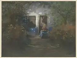 Idilio, antes de 1920, acuarela sobre papel