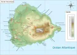 Mapa de la isla Ascensión.