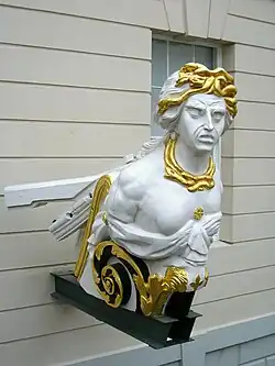 Mascarón de proa del navío francés de 74 cañones Duguay Trouin, capturado por los británicos y rebautizado como Implacable en 1800.