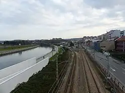 Imagen que muestra dos vías recorriendo el mismo camino, pero su diferencia en ancho hace que no se puedan combinar