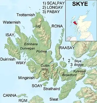 Localización de las islas al sur de Skye