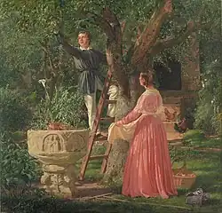 Jardín con pila bautismal, de Roed, ca. 1850.