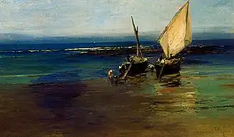 Gabarra esperando la marea