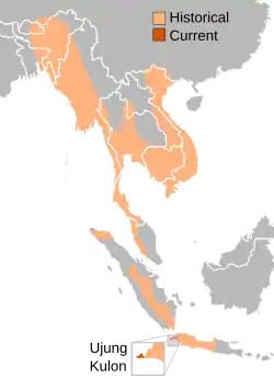 Rango de distribución del rinoceronte de java[Nota 1]​