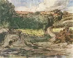 Jean-François Millet, Paisaje (pluma y acuarela)