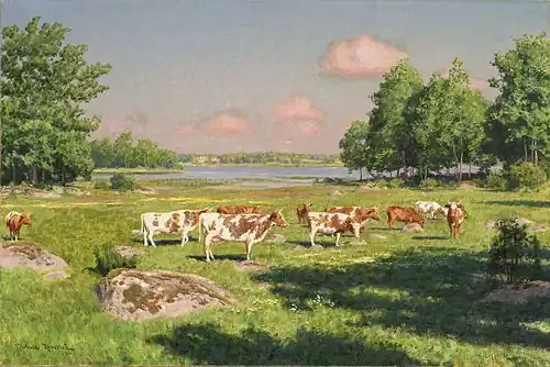 Paisaje de verano con ganado de pastoreo (1901)