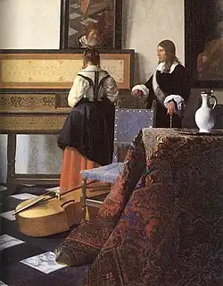 Johannes Vermeer, Una dama con un caballero (detalle), 1662-5, Palacio de Buckingham