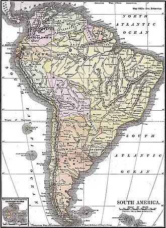 Mapa de 1892 mostrando el límite de la forma 3 luego del laudo Hayes