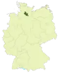 Map of Germany:Position of Hamburg highlighted