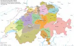 Map of the Helvetic Republic after 12 April 1798