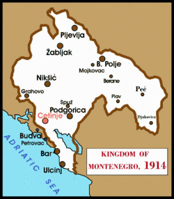 Reino de Montenegro en 1914, después de la guerra de los Balcanes.