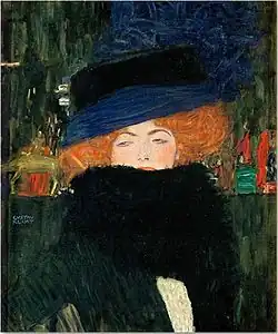 Dama con sombrero y boa de plumas, 1909, pintado inmediatamente después de Judit II.