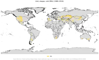 Distribución del clima estepario (BSk)