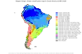Mapa de climas de América del Sur, según la clasificación climática de Köppen-Geiger, perteneciente al período 1980 - 2016.