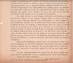 Tercera parte del facsímil de la carta mecanografiada enviada desde San Lorenzo de la Frontera al diario La Prensa