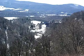 La Colegiata de Roncesvalles desde Ibañeta