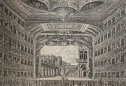 Teatro La Fenice, clásico modelo a la italiana, inaugurado en Venecia en 1792, obra del arquitecto Giannantonio Selva.