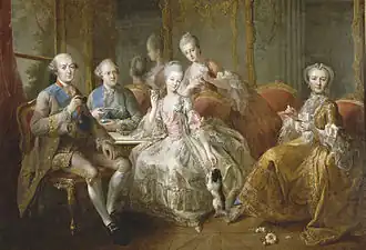 La familia del duque de Penthièvre, de Jean-Baptiste Charpentier el Viejo (1768), Palacio de Versalles