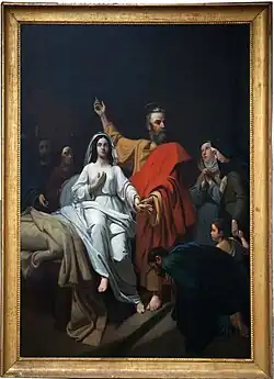 La résurrection de Tabias par st-Pierre, pintura del siglo&nbsp;XIX