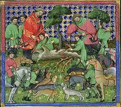 Ilustración para Le Livre de chasse, finales del siglo XIV.