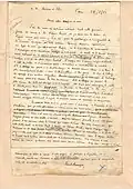 Carta manuscrita a Robert de Flers un personaje de una novela de Félicien Pascal.