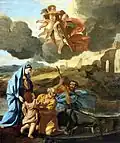 Retorno en la huida a Egipto, de Poussin, que forma pendant con el anterior.