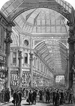 Interior del mercado. Dibujo de Illustrated London News, 1881.