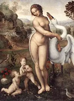 Leda y el cisne, de la escuela de Leonardo da Vinci, ca. 1510-1515.