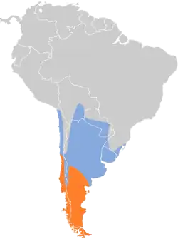 Distribución geográfica del negrito austral.