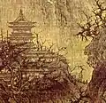 Detalle de un templo en una montaña, pintura de paisaje]de Li Cheng (919-967).