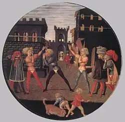 Un juego de Civettino, anverso c. 1450, por el hermano de Masaccio, Scheggia.