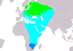 Distribución de Locustella fluviatilis