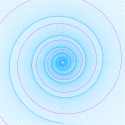 La evoluta de una espiral logarítmica es otra espiral logarítmica con el mismo centro y ángulo.