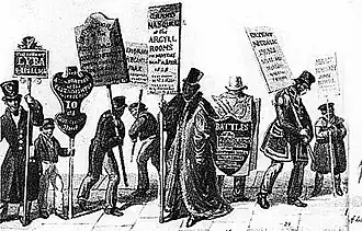 Hombres anuncio en Londres en 1828