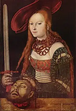Judith con la cabeza de Holofernes (ca. 1530), obra de Lucas Cranach el Viejo (86 x 59 cm)