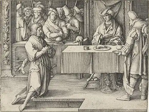 José explica el sueño del faraón, grabado, 1512.