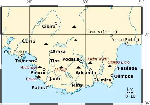 Map of Classical Lycia