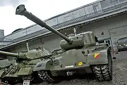 M46A1 Patton del Ejército belga. Uno de los ocho vehículos prestados a Bélgica en 1952, este tanque en particular fue donado por Estados Unidos al Museo del Real Ejército de Bruselas en 1984.