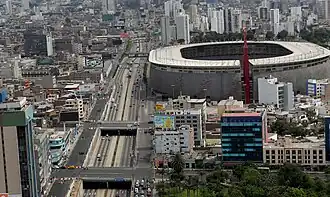 Vista aérea del Estadio Nacional del Perú.