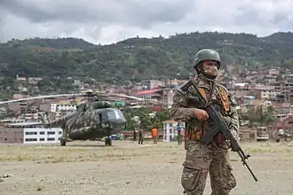 Ejército del Perú resguardan el orden durante la Operación Tayta en San Ignacio de la Frontera, Cajamarca.